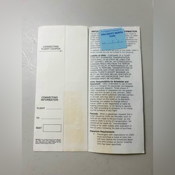 Vintage USAir Travel Passes Luggage Tag Ticket Jackets - Picture 9 of 13